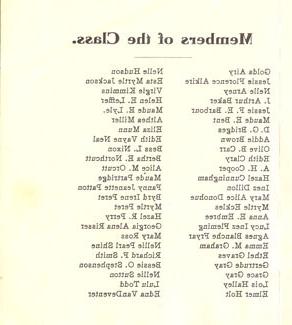 Listing of the first graduates from the new Normal School in the first graduation pamphlet.