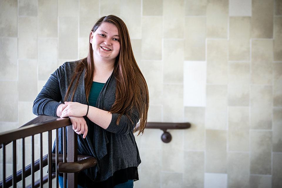Natasha Helme graduates this spring from Northwest with her bachelor's degree in history and writing, and she is returning to the University to pursue her master’s degree in English. (Photo by Todd Weddle/Northwest Missouri State University)