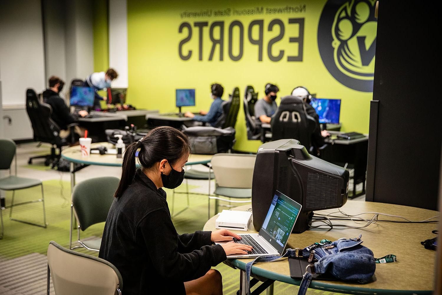 Northwest's esports room is outfitted with a variety of gaming centers and furnishings to support student engagement as well as the competitive video gaming environment.