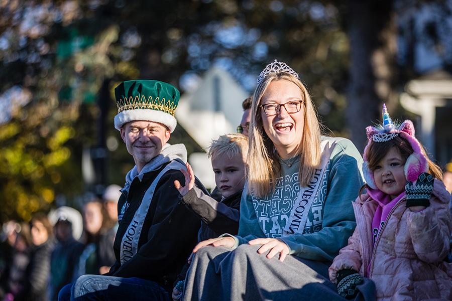 Left to right are Northwest's 2021 Homecoming royalty, 佐伊亨德里克斯, 安妮把, Carter Tapps and Ryan Shurvington as they rode in Saturday's Homecoming parade.